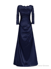 Delicate Bateau Neckline Floor-Length A-Line Lace Mother of the Bride Dress with Long Sleeve